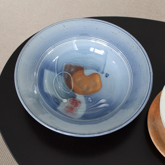 James Brooke Ceramic Bowl Art Pottery Blue Abstract Modernist Large Centerpiece - Picture 9 of 9